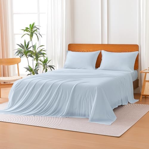 Amazon Basics Jersey Knit 4-Piece Sheet Set, Wrinkle Free and Easy