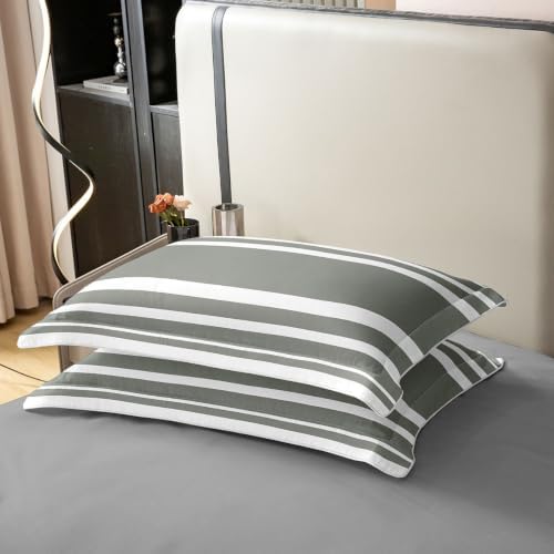 Erosebridal Striped Comforter Cover Grey and White Stripe 100% Cotton