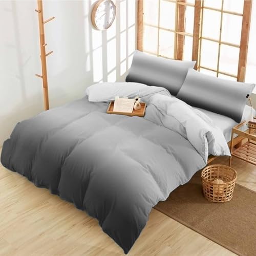 Duvet Cover Set Queen, Abstract Gradient Gray Black 3 Piece Bedding