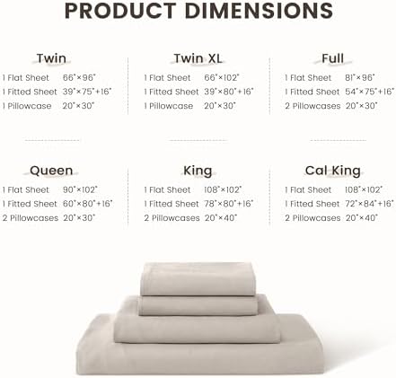 Linen World Queen Size Linen Sheet Set – 4Pcs Solid Color 100% Natural