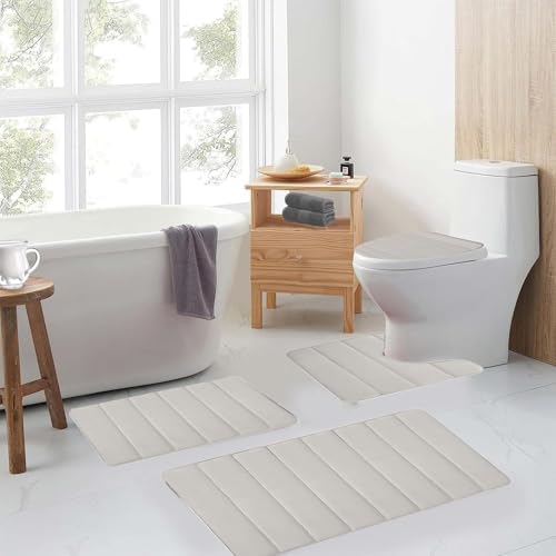 4 Pieces Sets Bathroom Rugs Toilet Mats Memory Foam Bath Mat Set Water