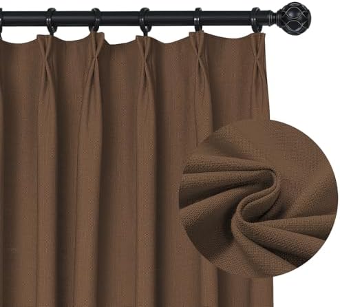 Pinch Pleat Curtains 84 Inches Long 2 Panels Set, Faux Linen Room