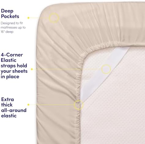 Supreme Collection Twin Sheet Set - 3 Piece Set, Beige Cream, Extra