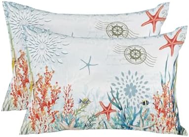 12x20 Outdoor Pillows Set of 2, Coastal Blue Waterproof Throw Pillow