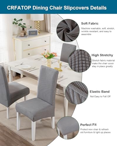 CRFATOP Dining Room Chair Slipcovers Set of 4 with Bench Chair