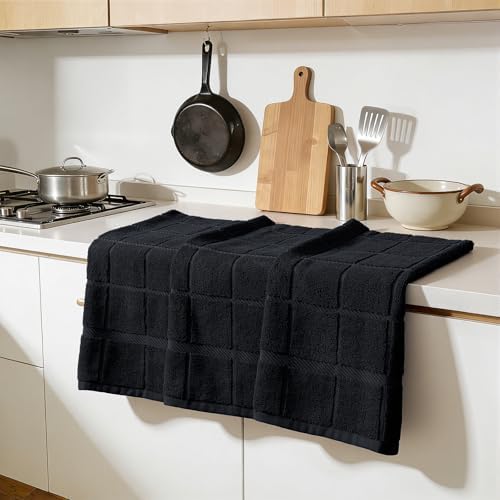 Homaxy 100% Cotton Kitchen Towels 18"x28", 6 Pack Dish Towels, Black