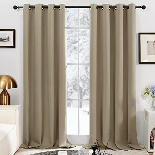 Deconovo 100% Blackout Curtains 108 Inch Long for Bedroom with Black