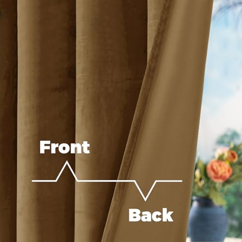 BGment Bronze Brown Velvet Blackout Curtains 72 Inches Long for