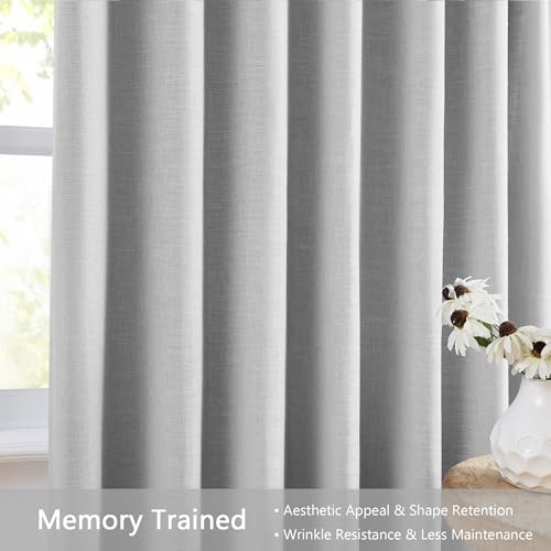 Grey Pinch Pleated Back Tab Memory Trained Full Blackout Curtains 84"