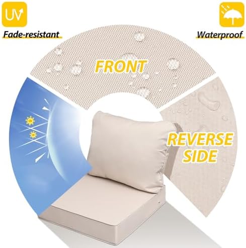 AAAAAcessories Outdoor Chair Cushions, 24 x 24 x 5 + 19 in, Set of 4