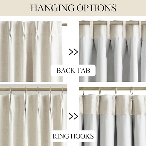 Vision Home Natural Pinch Pleated Full Blackout Curtains Linen Blended