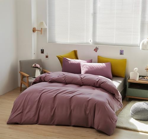 CLOTHKNOW Pale Mauve Queen Comforter Set 3Pcs Dusty Purple Bedding