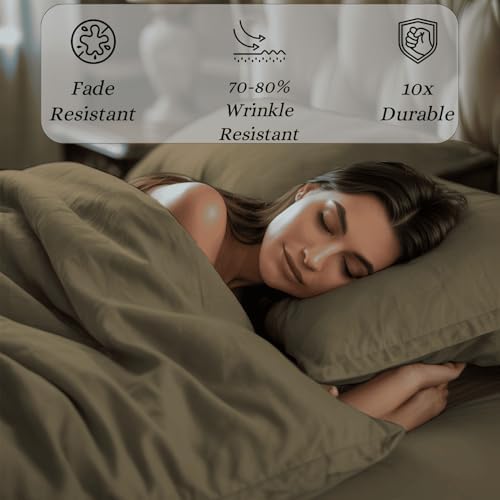 3 Sided Zipper Duvet Cover Set King Size Taupe – Soft 100% Egyptian