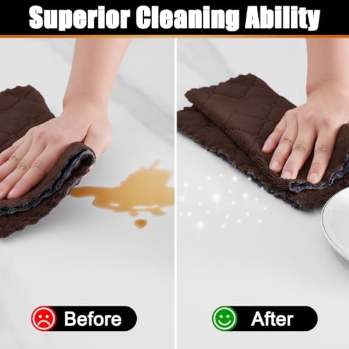 Mordimy 12 Pack Soft and Absorbent Kitchen Towels, Dark Grey & Brown