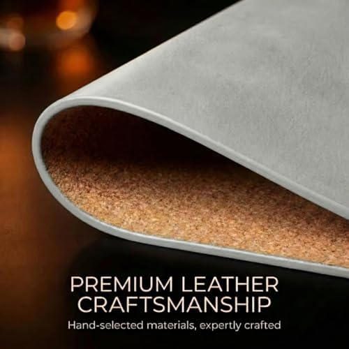 Oval Faux Leather Placemat & Coaster Set with Innovative Cork-Look