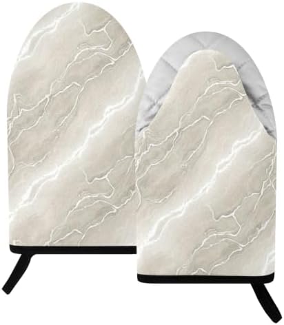 Marble Gray Oven Mitts and Pot Holders Set 2 Pack