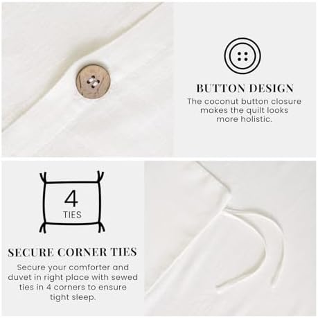 Linen Duvet Cover Set King Size 3PC,Linen Blend Duvet Cover with