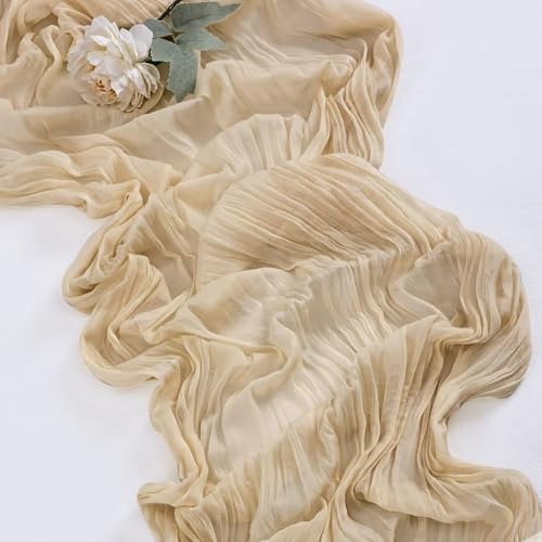 12 Pack Beige Table Runner 20 x 120 inch Cheesecloth Table Runner 10Ft