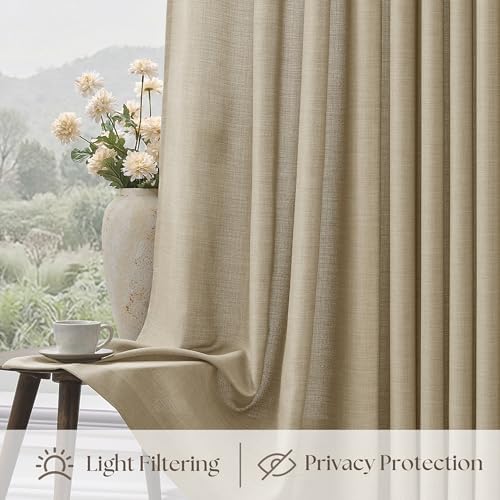 70 Inch Extra Wide Curtains 84 Inches Long Thick Linen Pinch Pleat