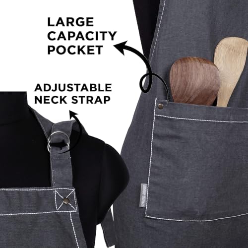 AMOUR INFINI Cotton Solid Aprons for Women with Pocket, Adjustable