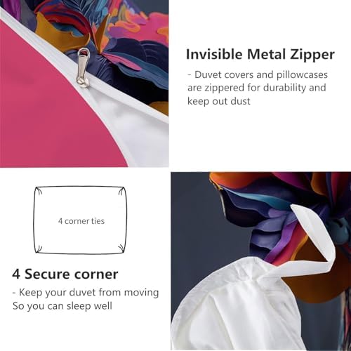 Duvet Cover Set King, 3D Abstract Leaf Beauty Brushed Microfiber