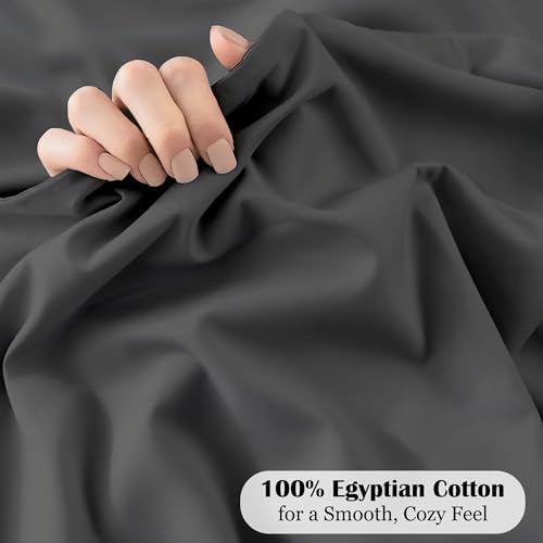 Egyptian Cotton Fitted Sheet King Size 16 Inch Deep - Dark Grey