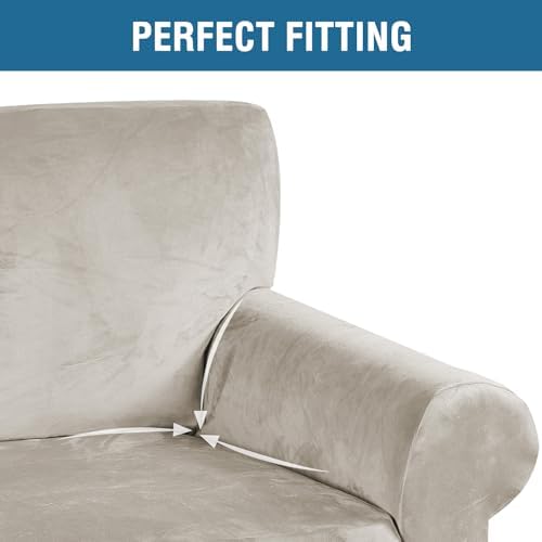 H.VERSAILTEX 1 Peice Stretch Velvet Sofa Covers for 3 Cushion Couch