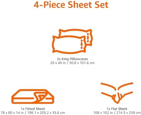 Amazon Basics 4 Piece Bed Sheets Set, 100% Cotton Jersey, Includes