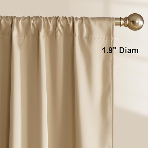 NICETOWN Biscotti Beige 100% Blackout Living Room Curtains, Rod Pocket