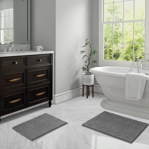 LINLA Bathroom Rugs Sets 2 Piece, Absorbent Soft Chenille Bath Mat