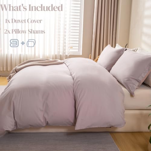 OAITE Duvet Cover Set 100% Washed Cotton Solid 3pcs