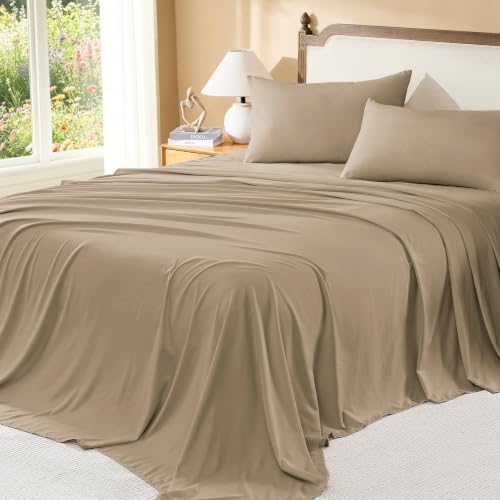 Litanika Taupe California King Comforter with Sheets, 7 Pieces Boho