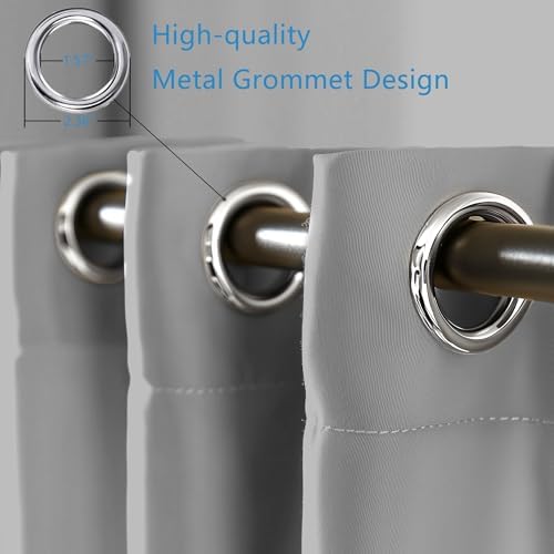 ORINOVA Gray Living Room Blackout Curtains 63 Inch Length 2 Panels Set