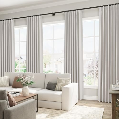 Jowels Natural Linen Blackout Curtains 120 Inches Long 2 Panels for