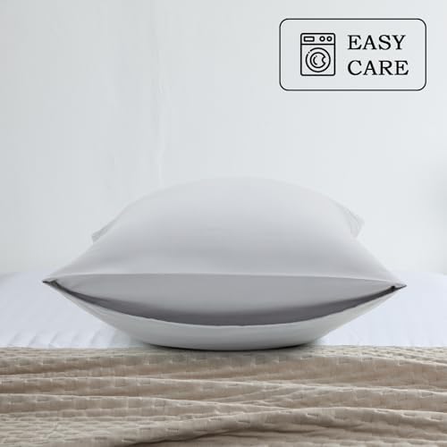 Set of 2 Brushed Microfiber Pillowcases 20x26 in Light Gray