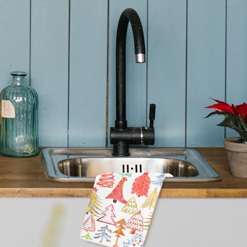 Whaline 2Pcs Boho Christmas Kitchen Towel Colorful Xmas Tree Dish