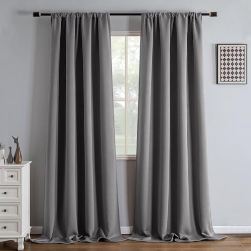 IGEMAEVE Blackout Curtains for Bedroom Light Grey 52" W x 96" L
