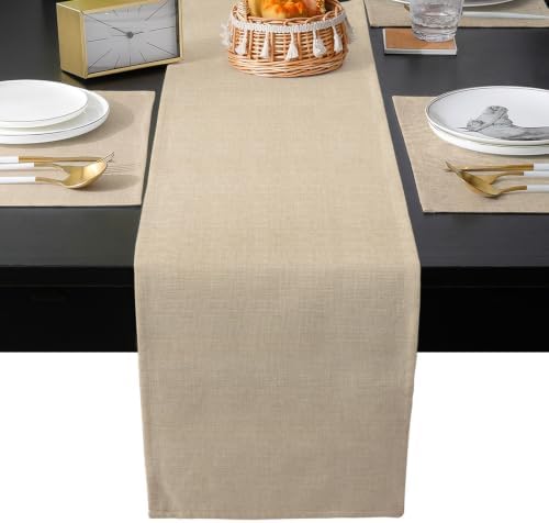 Rustic Beige Table Mats Set of 6 with Table Runner 90 Inches
