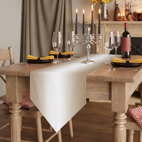 Beige White Ombre Table Runner Linen Burlap Table Runner 72 Inches