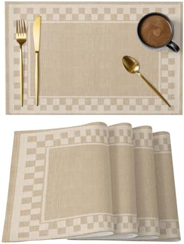 Round Placemats Set of 12 Minimalist Checkered Place Mats Farmhouse