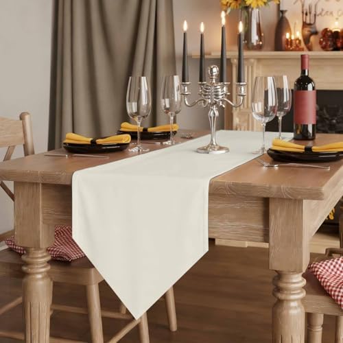 Cream Solid Color Table Runner Linen Burlap Table Runner 108 Inches