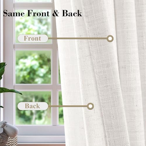 cololeaf 108 inches White Linen Curtains Extra Long High Ceiling