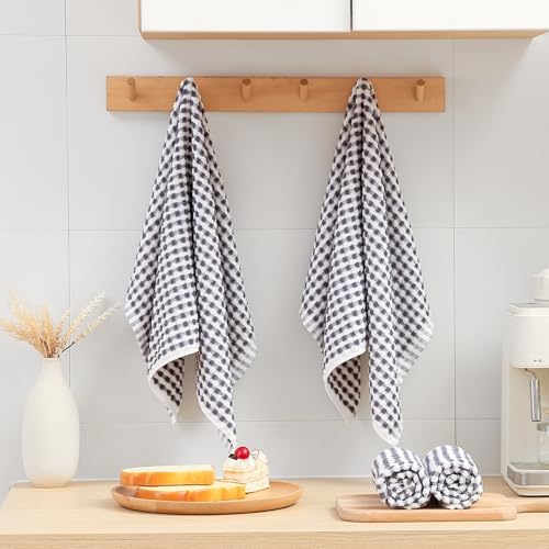 SALAS Cotton Dish Towels Cloths for Kitchen Drying Dishes, Lattice