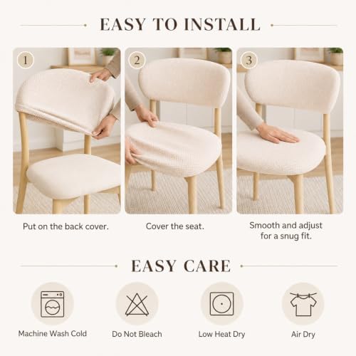 Stretch Split Dining Chair Covers for Arc Back Chairs (S-Beige)