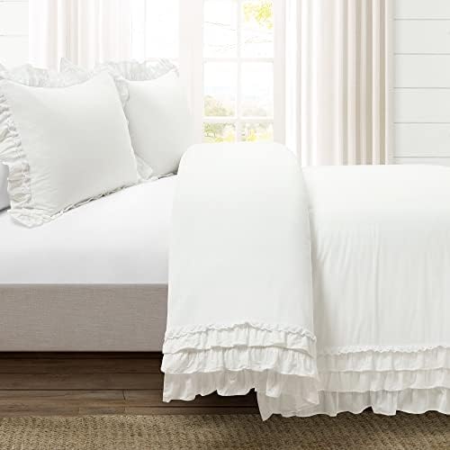 Lush Decor Ella Ruffle Lace 100% Cotton Duvet Cover, 3 Piece Set