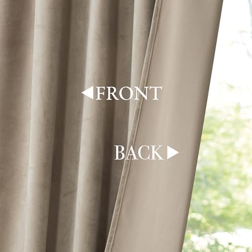 KGORGE Velvet Curtains Taupe Blackout 96 inches 2 Panels for Bedroom
