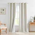Dusty Blue Striped Full Blackout Bedroom Curtains 90 Inches Long