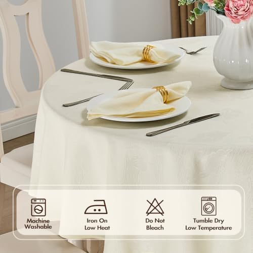 Beige Jacquard 70 inch Round Thanksgiving Christmas Tablecloth
