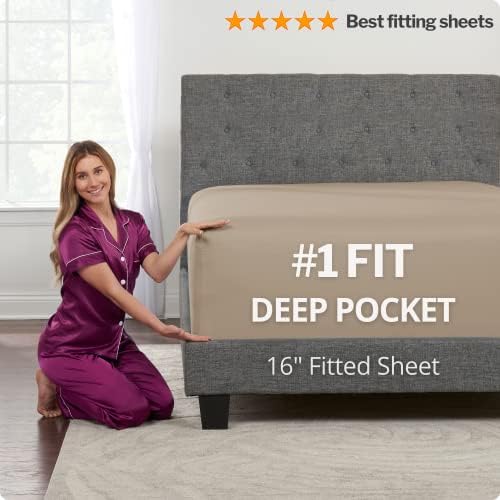 DeaLuxe Queen Bed Sheet Set – 16" Deep Pocket Fitted Sheet, Oversized