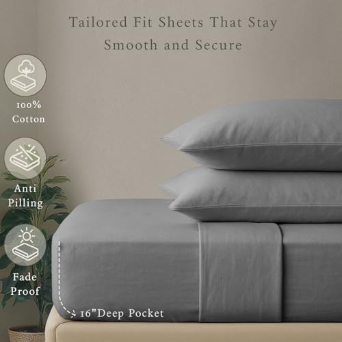 Threadmill 500 Thread Count Cotton King Sheet Set, Sateen, Dark Grey